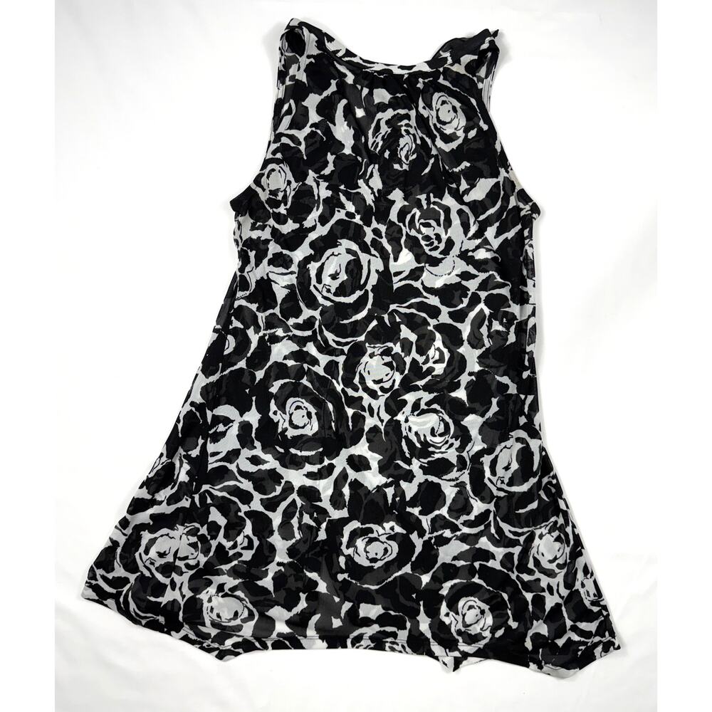 INC Women's Size S Asymmetrical Top Blouse Black White Stretch Sheer Sz M - Picture 5 of 7